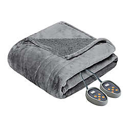 Beautyrest Microlight-to-Berber Reversible Twin Heated Blanket in Grey