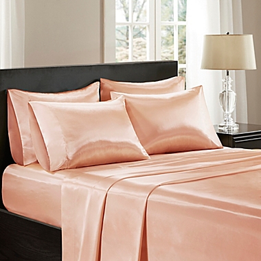 Madison Park&reg; Essentials 6-Piece Wrinkle Free Satin Solid Sheet Set. View a larger version of this product image.