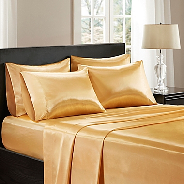 Madison Park&reg; Essentials 6-Piece Wrinkle Free Satin Solid Sheet Set. View a larger version of this product image.
