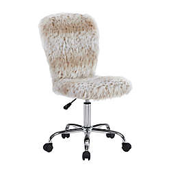 Faux Flokati Armless Office Chair in Snow Leopard
