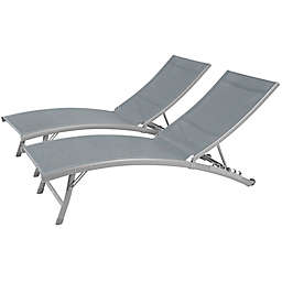 Vivere® Clearwater Aluminum Loungers in Grey (Set of 2)