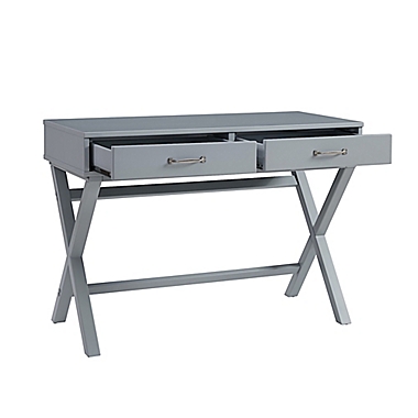 Nelle 2-Drawer Desk in Grey. View a larger version of this product image.