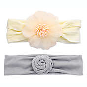 Khristie&reg; 2-Pack Flower &amp; Bun Headbands in Ivory/Grey