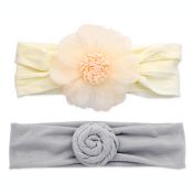 Khristie&reg; 2-Pack Flower &amp; Bun Headbands in Ivory/Grey