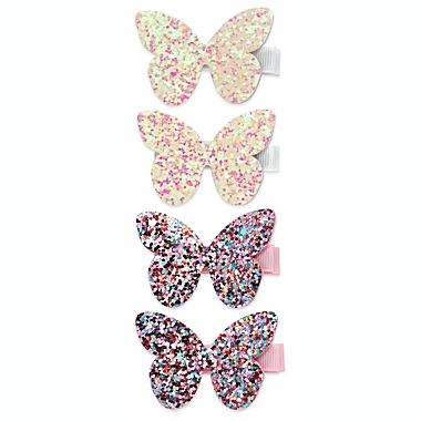 Khristie&reg; 4-Pack Glitter Butterfly Hair Clips. View a larger version of this product image.