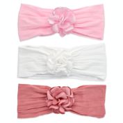 Khristie&reg; 3-Pack Silky Flower Headbands in Pink/White