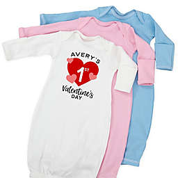 Newborn "First Valentine's Day" Long Sleeve Baby Gown