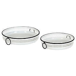 Kate and Laurel Madigan 2-Piece Circular Tray Set in White