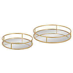 Kate and Laurel Felicia 2-Piece Circular Decorative Tray Set in Gold