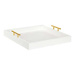 Kate and Laurel Lipton 16-Inch Decorative Accent Tray in White/Gold