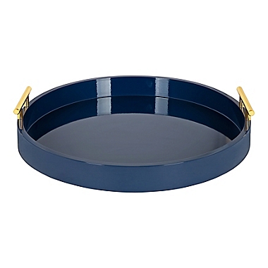 Kate and Laurel Lipton 15.5-Inch Rectangular Handled Tray in Navy. View a larger version of this product image.
