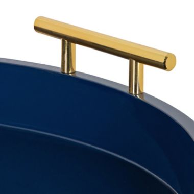 Kate and Laurel Lipton 15.5-Inch Rectangular Handled Tray in Navy. View a larger version of this product image.
