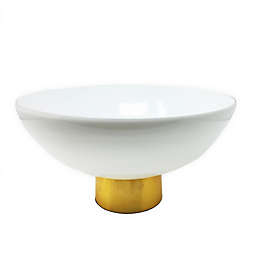 Classic Touch Large Glass Footed Bowl with Gold Base
