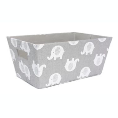 Taylor Madison Designs&reg; Elephant Tote Bin in Grey/White. View a larger version of this product image.