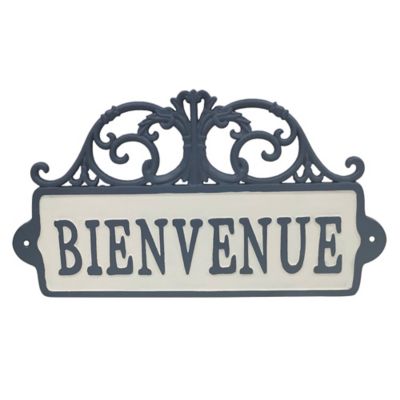 Bee &amp; Willow&trade; Bienvenue Cast Iron Wall Sign in Blue/White