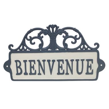 Bee & Willow™ Bienvenue Cast Iron Wall Sign in Blue/White | Bed Bath &  Beyond