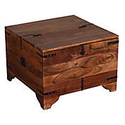 Mango Wood Trunk Storage End Table in Rustic Brown