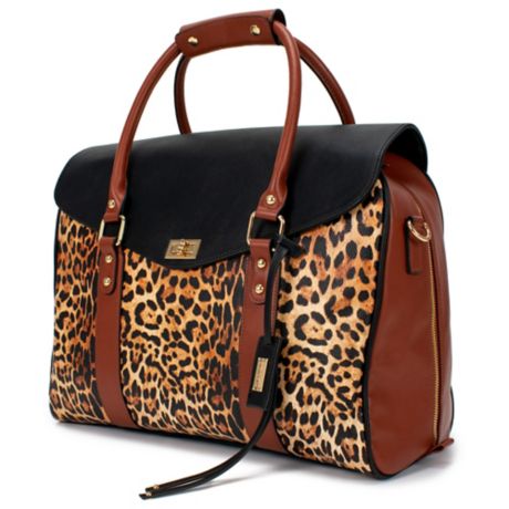 badgley mischka leopard travel tote weekender bag