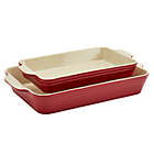Alternate image 5 for Our Table&trade; 2-Piece Stoneware Rectangular Bakers Set in Red