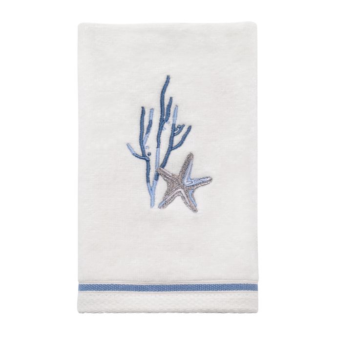 Avanti Abstract Coastal Fingertip Towel in White Bed Bath & Beyond