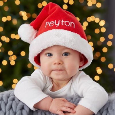 Infant Classic Fleece Personalized Baby Santa Hat in Red