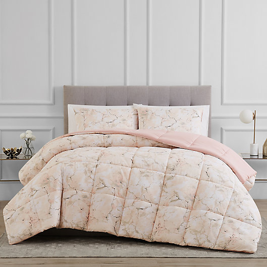 Alternate image 1 for Reversible 2-Piece Twin Comforter Set in Pink