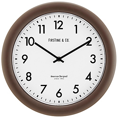 FirsTime&reg; Sloane 12-Inch Essential Wall Clock in Dark Brown. View a larger version of this product image.