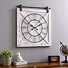Alternate image 1 for FirsTime&reg; Farmstead Barn Door 29-Inch x 27-Inch Wall Clock in Weathered White Wash