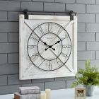 Alternate image 3 for FirsTime&reg; Farmstead Barn Door 29-Inch x 27-Inch Wall Clock in Weathered White Wash