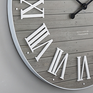 FirsTime&reg; Emmett Shiplap 27-Inch Wall Clock in White/Grey. View a larger version of this product image.