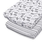 Alternate image 0 for The Peanutshell&trade; 2-Pack Elephants/Stripe Changing Pad Covers in Grey