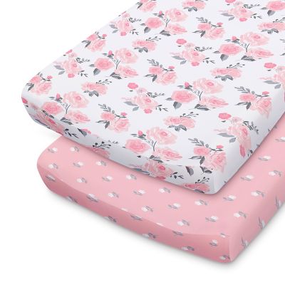 The Peanutshell&trade; 2-Pack Floral Changing Pad Covers in Pink