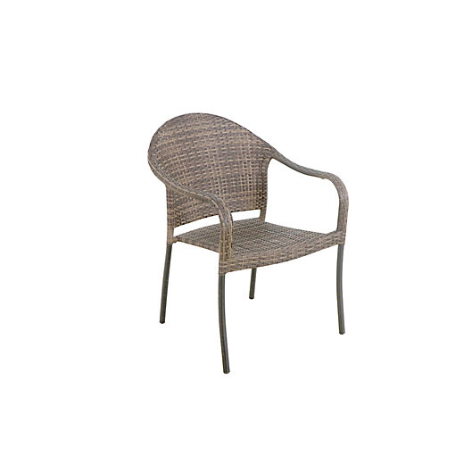 Alternate image 1 for Destination Summer Wicker Stackable Patio Chair in Brown