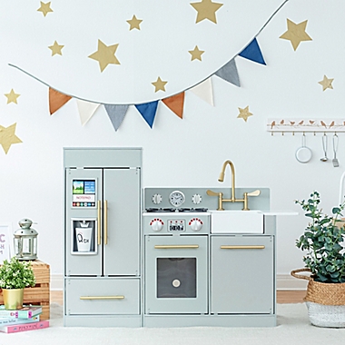 Teamson Kids Little Chef Chelsea Modern Play Kitchen in Silver Grey. View a larger version of this product image.