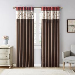 Madison Park Serene Embroidered 84-Inch Window Curtain Panel in Red (Single)