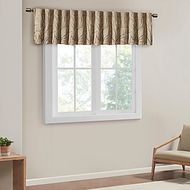Madison Park Andora Embroidered Rod Pocket/Back Tabs Window Valance in Tan. View a larger version of this product image.