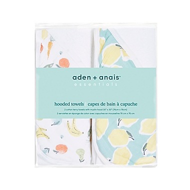 aden + anais&trade; essentials Farm to Table 2-Pack Hooded Towels in Grey. View a larger version of this product image.