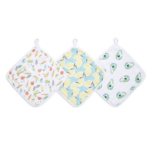 Alternate image 1 for aden + anais™ essentials Farm to Table 3-Pack Muslin Washcloths in Grey