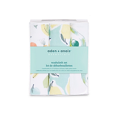 aden + anais&trade; essentials Farm to Table 3-Pack Muslin Washcloths in Grey. View a larger version of this product image.