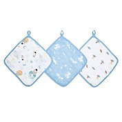 aden + anais&trade; essentials Space 3-Pack Muslin Washcloths in Blue