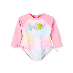 Little Me® Fish Prism Rashguard Swimsuit in Pink