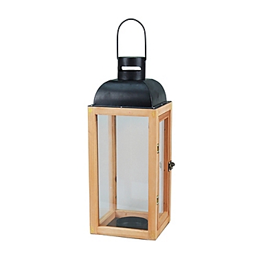 Destination Summer Outdoor Large Wood Lantern in Brown. View a larger version of this product image.