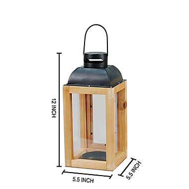 Destination Summer Outdoor Small Wood Lantern in Brown. View a larger version of this product image.
