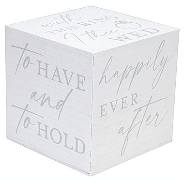 Wedding Wood Block in Distressed White. View a larger version of this product image.