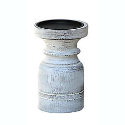 Bee & Willow™ Small Wooden Pillar Candle Holder in White Wash