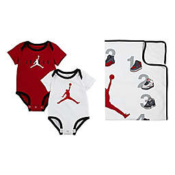Jordan® Size 0-6M Milestone 3-Piece Short Sleeve Bodysuits and Blanket Set in White