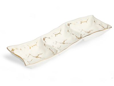 Classic Touch Marbleized Porcelain Relish Dish in Marble image