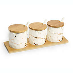 Classic Touch 3-Piece Marble Canister and Spoon Set