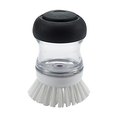 OXO Good Grips&reg; Soap Dispensing Palm Dish Brush Storage Set in Black. View a larger version of this product image.