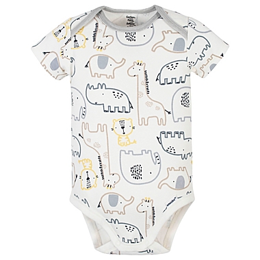 Gerber&reg; Onesies&reg; 3-Pack Organic Cotton Little Wild Short Sleeve Bodysuits in Grey. View a larger version of this product image.